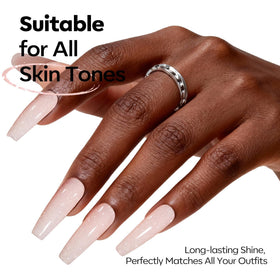 modelones Nude Pink Glitter Gel Nail Polish glitter detail