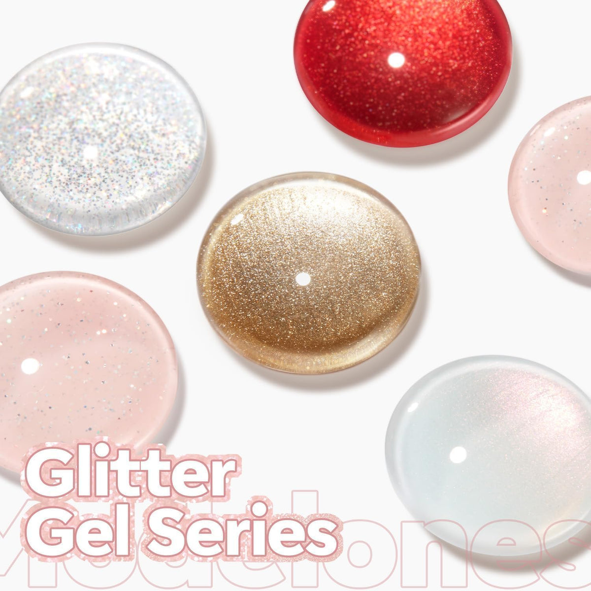 modelones Nude Pink Glitter Gel Nail Polish in a nail care setup