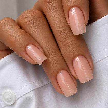 modelones Nude Pink Press On Nails Short Square front view
