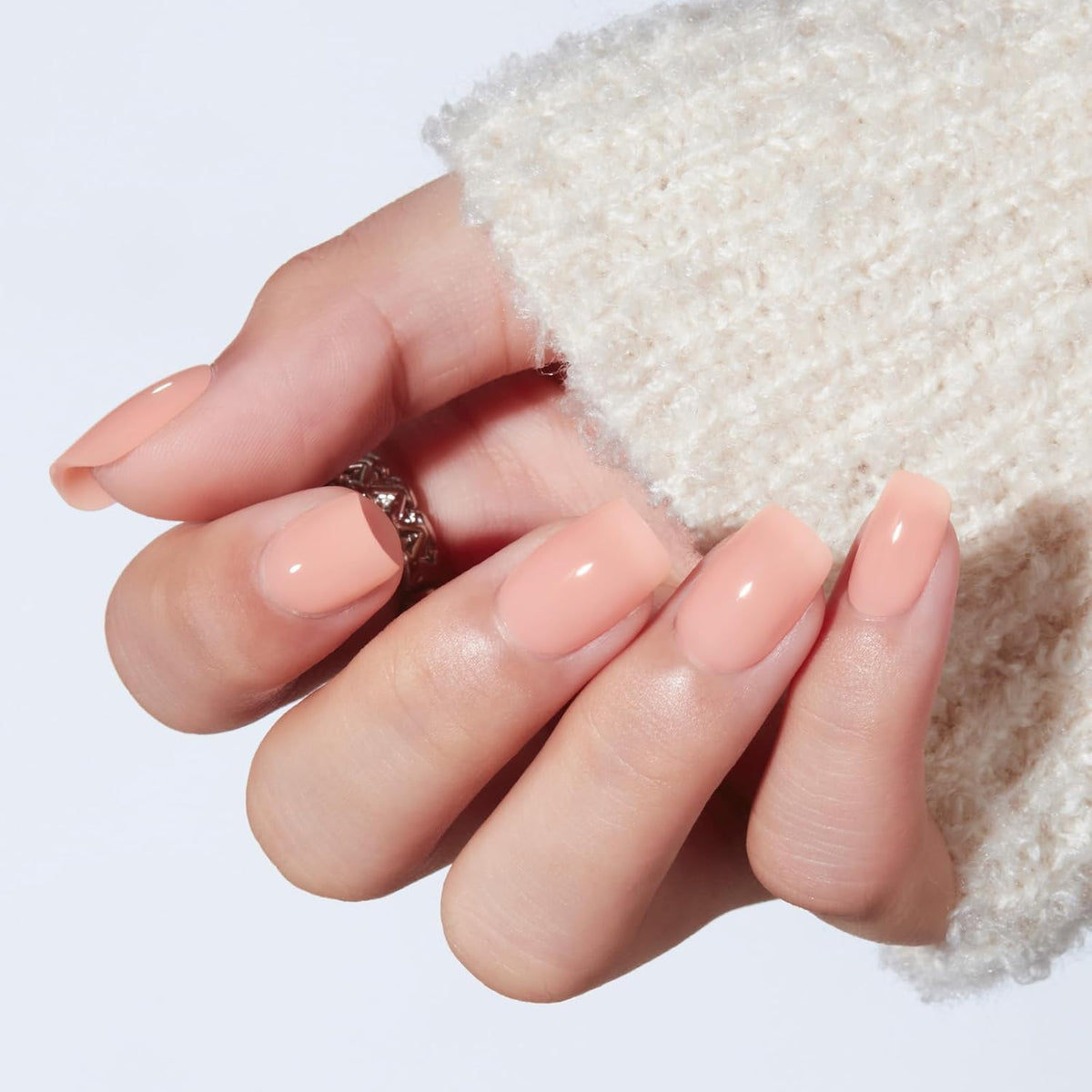 modelones Nude Pink Press On Nails Short Square packaging
