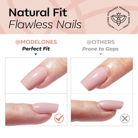 modelones Nude Short Press on Nails lifestyle scene with hands