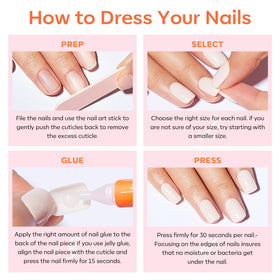 Modelones Peach Pink Press On Nails arranged neatly