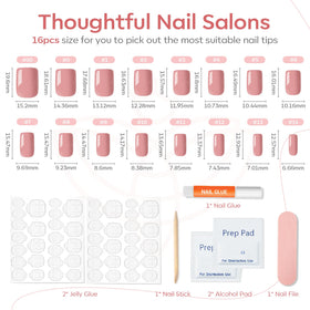 Modelones Peach Pink Press On Nails showing different styles