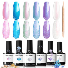 modelones Pearl Gel Nail Polish Set front view with six bottles