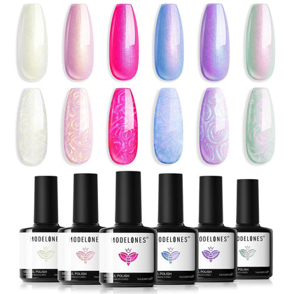 modelones Pearl Gel Nail Polish Set with six colours front view