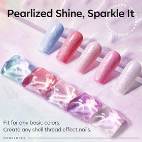 modelones Pearl Gel Top Coat application on nails