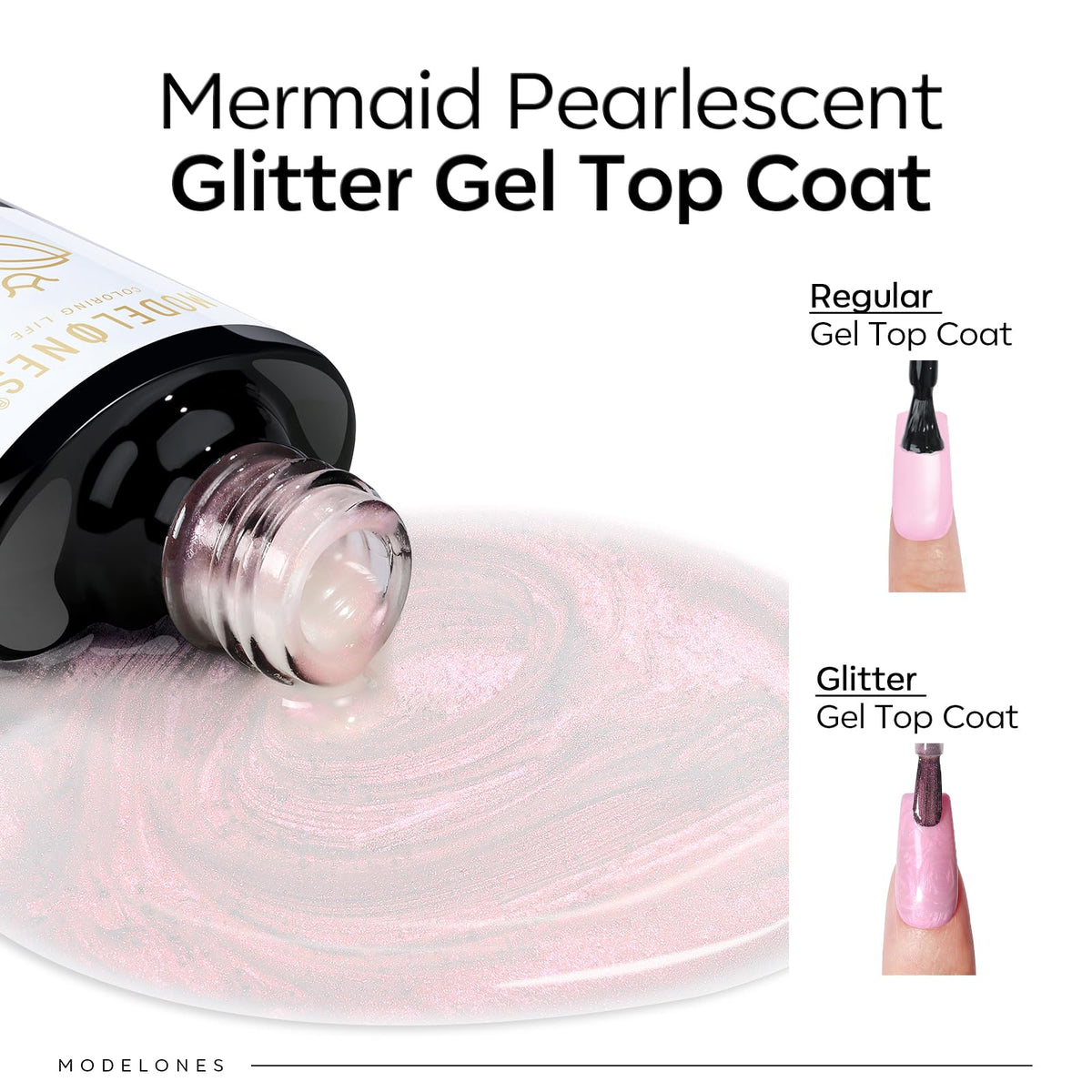 modelones Pearl Gel Top Coat bottle side view