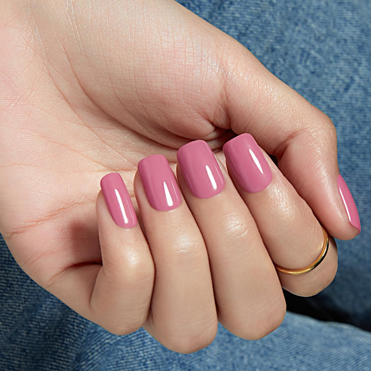 modelones Petal Pink Press On Nails front view with packaging