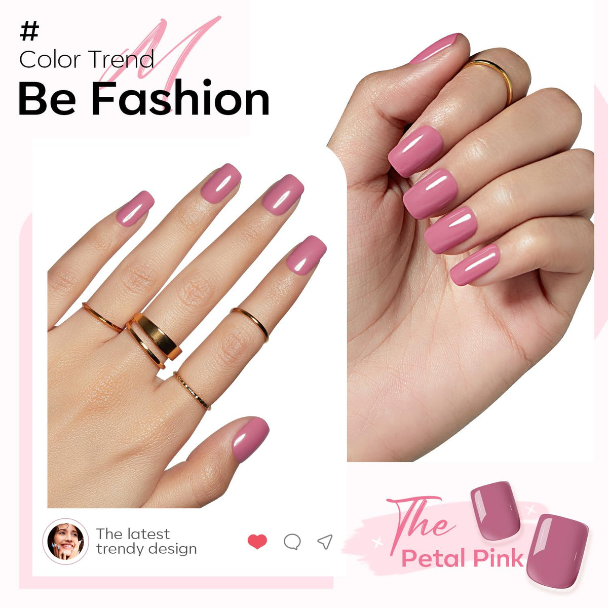 modelones Petal Pink Press On Nails with included accessories