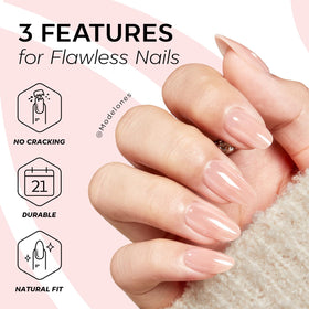 Modelones Pink Chrome Press on Nails Short Almond in packaging