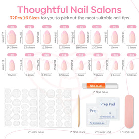 modelones Pink French Tip Press on Nails with included nail glue and accessories