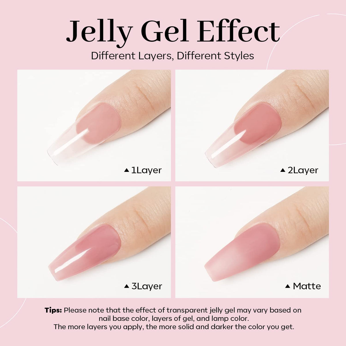 modelones Pink Gel Nail Polish 15ML applied on nails