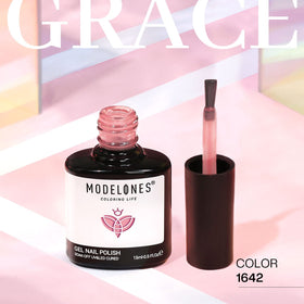 modelones Pink Gel Nail Polish 15ML bottle side view