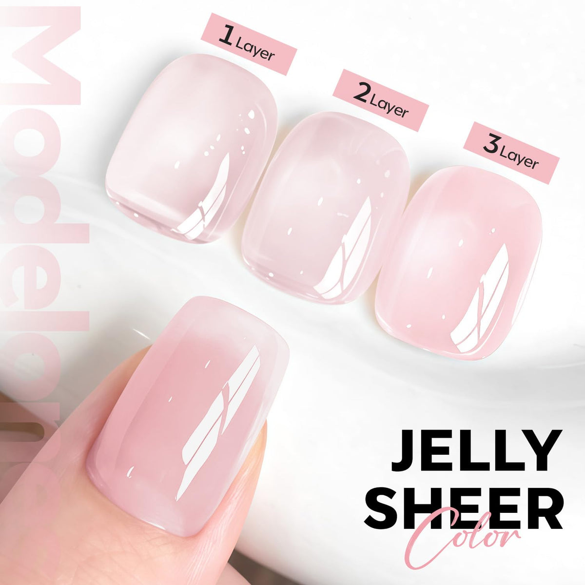 modelones Pink Gel Nail Polish 15ml bottle side view