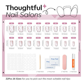 Modelones Pink Plaid Press on Nails with nail glue