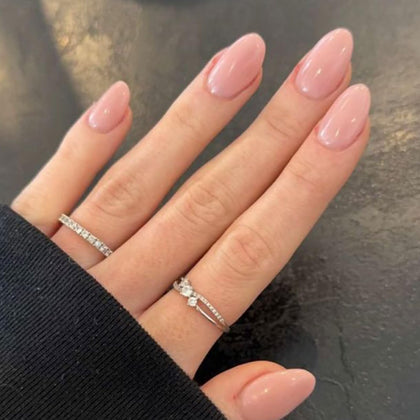 Modelones Pink Press On Nails Short Almond front view