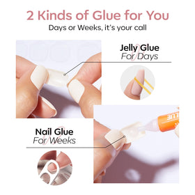 modelones Pink Press on Nails with jelly adhesive tabs