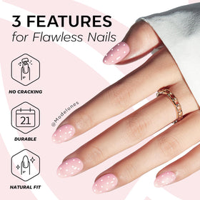 modelones Pink Short Polka Dot Press on Nails close-up of design