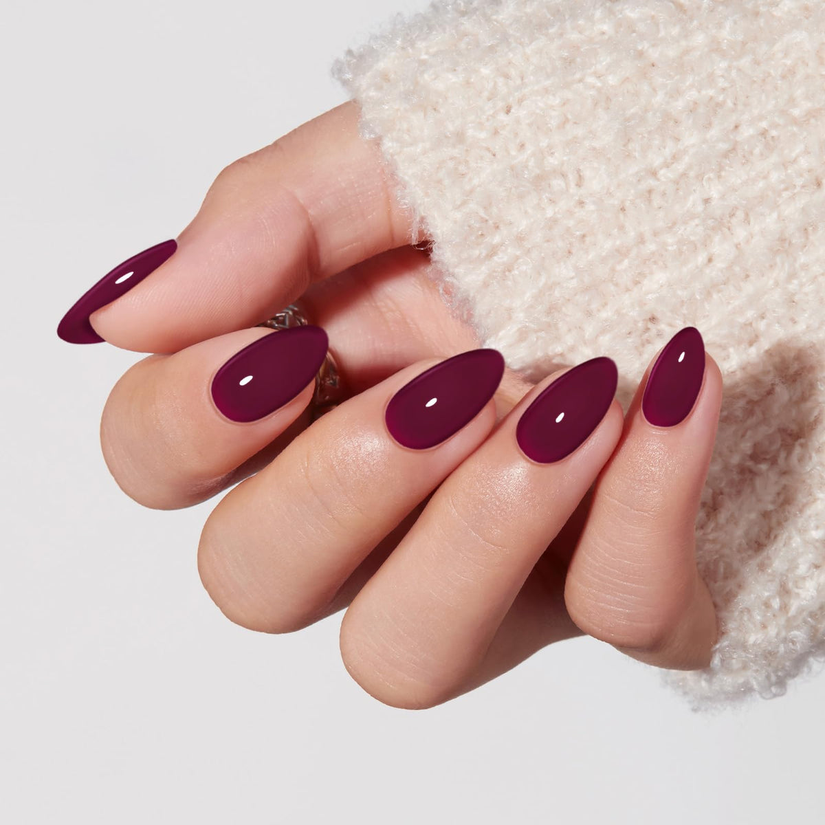 modelones Plum Purple Press On Nails showing packaging and included accessories