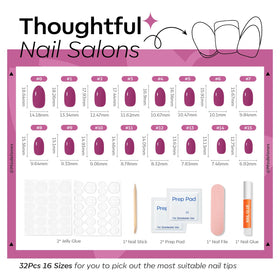modelones Plum Short Press on Nails applied on hands for a stylish look