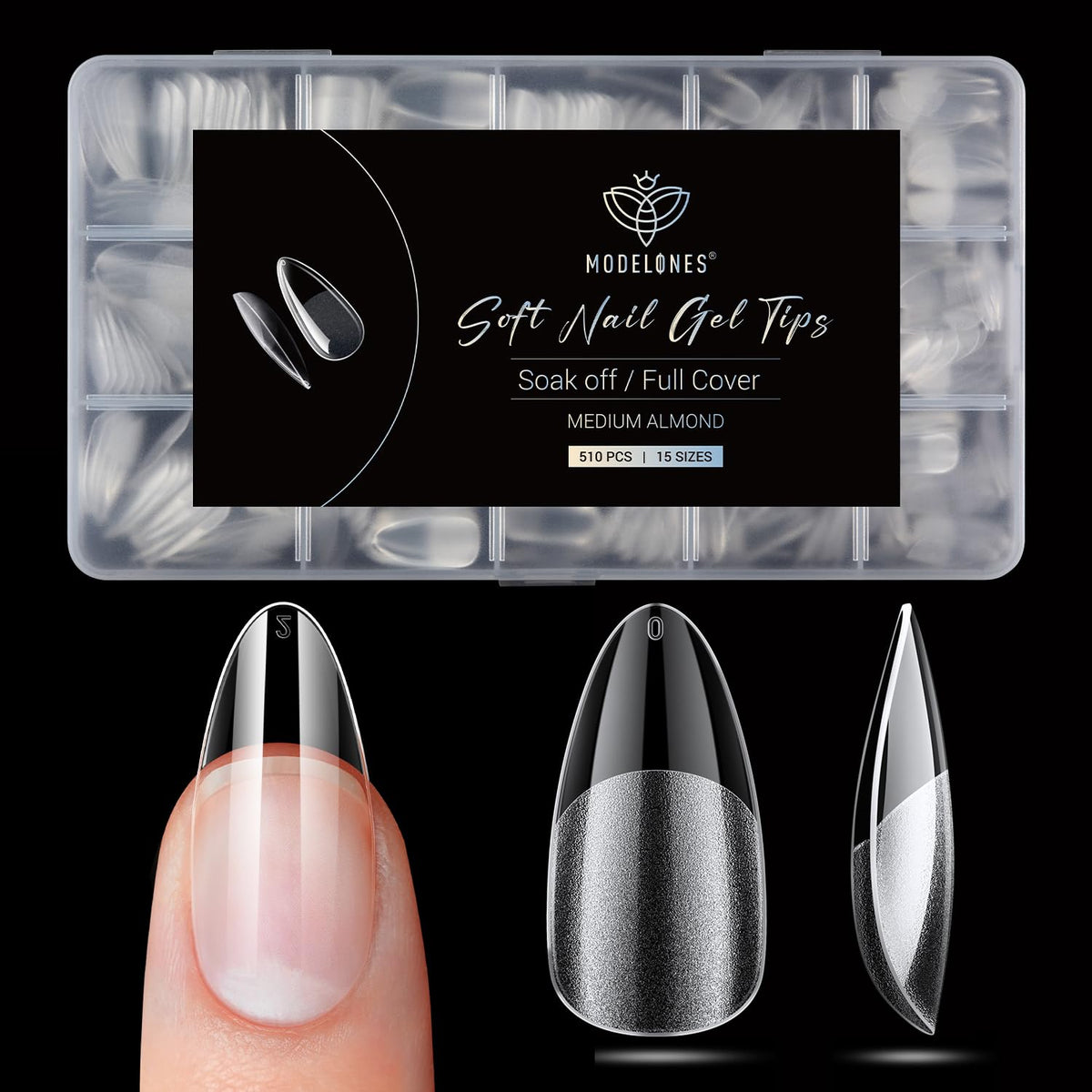 modelones Pointed Almond Nail Tips 510pcs front view