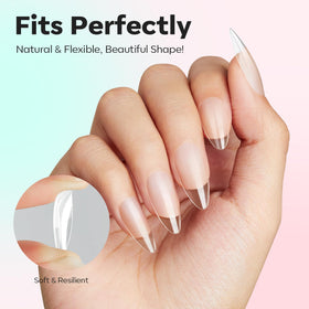 modelones Pointed Almond Nail Tips displayed in a nail salon