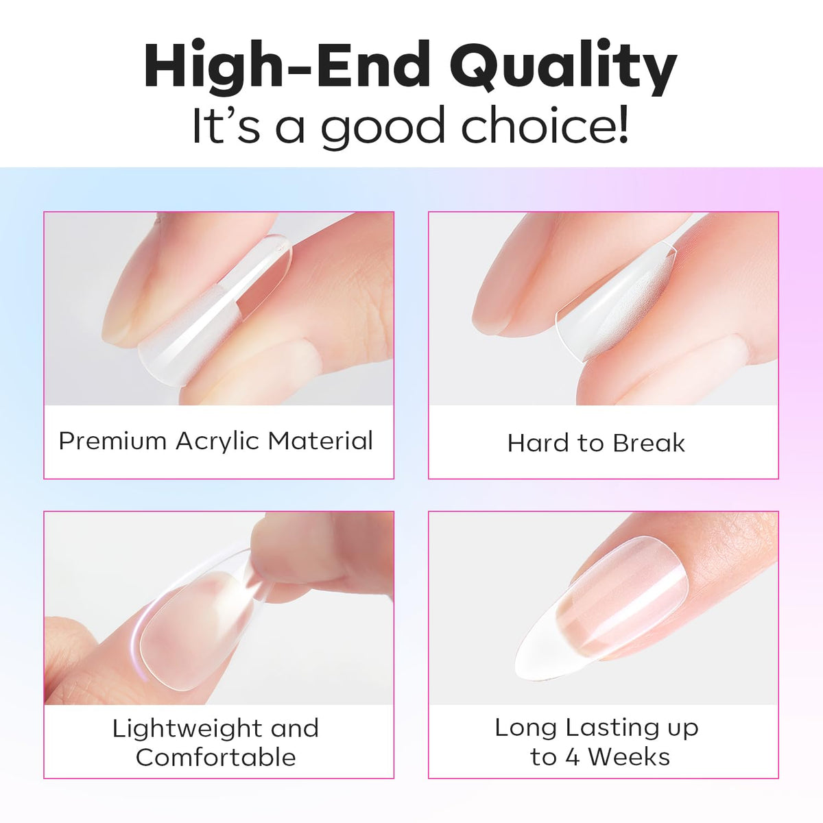 modelones Pointed Almond Nail Tips with nail art tools