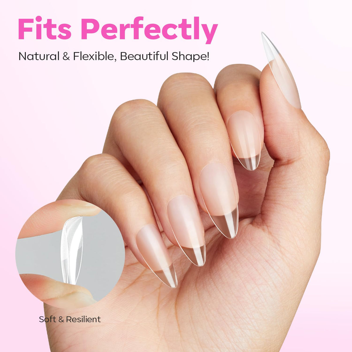 modelones Pointed Almond Nail Tips with tools for nail art