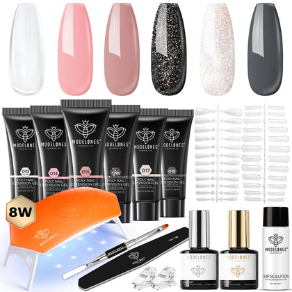 modelones Poly Gel Nail Kit including 6 colours and tools