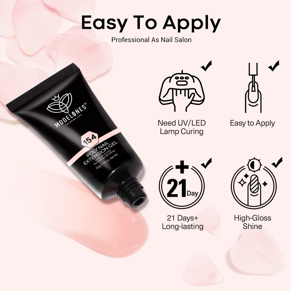 modelones Poly Nail Gel 1.76oz tube side view