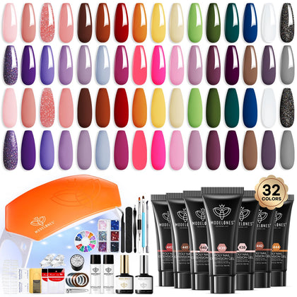 modelones Poly Nail Gel Kit 133pcs with 32 colours and tools