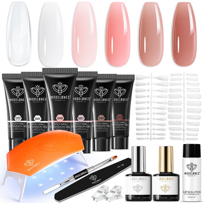 modelones Poly Nail Gel Kit with 6 colours and 8W lamp