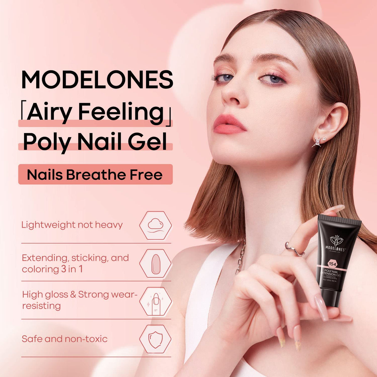 modelones Poly Nail Gel with finished nail designs