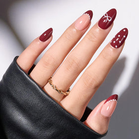 modelones Press on Nails Burgundy Short Almond packaging