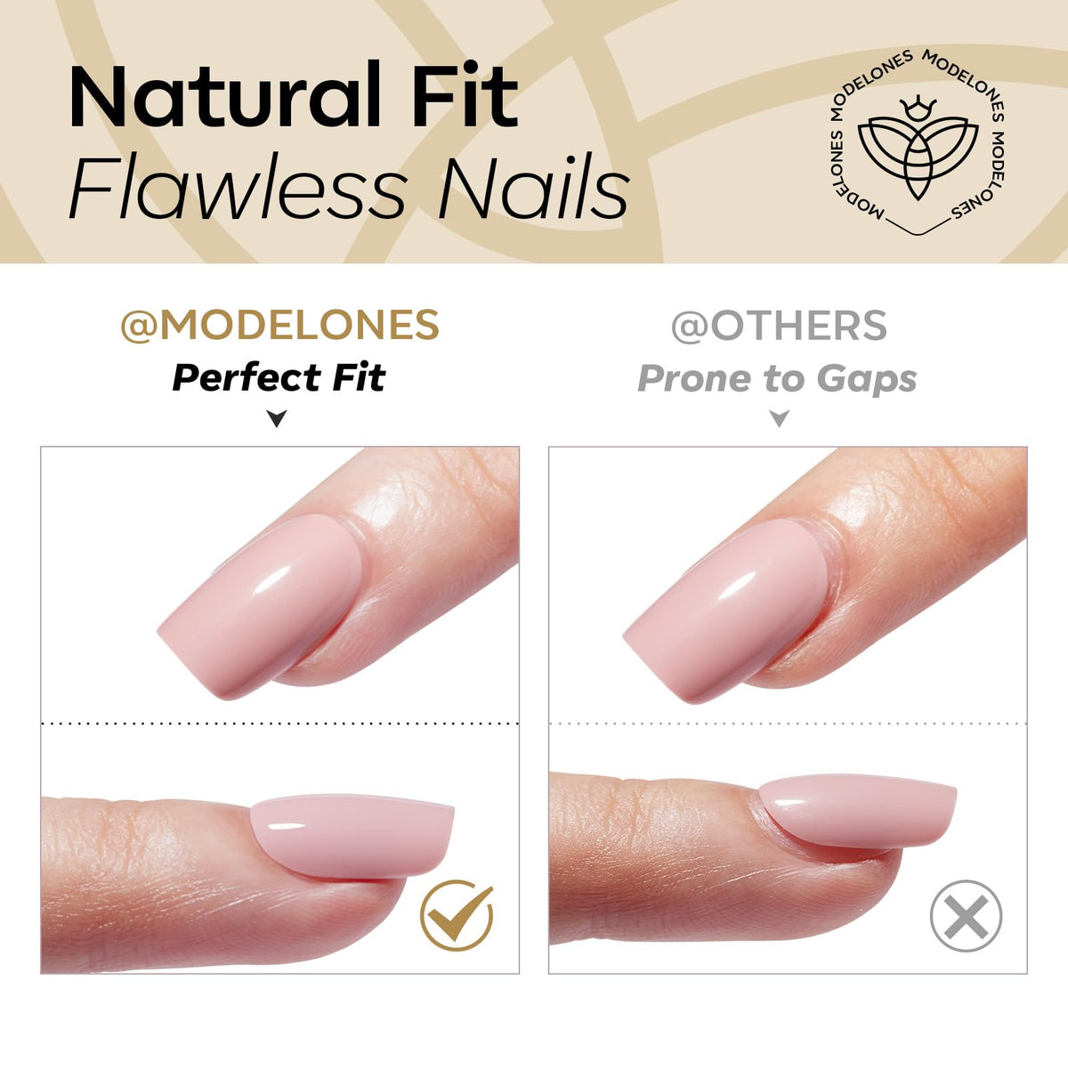 modelones Press on Nails Short Chrome White application process