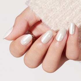 modelones Press on Nails Short Chrome White full set front view