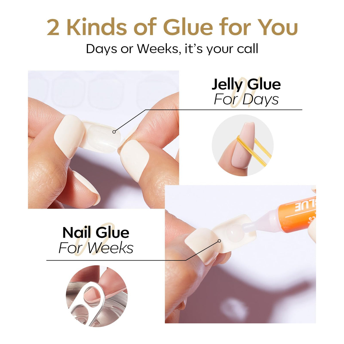 modelones Press on Nails Short Chrome White side view