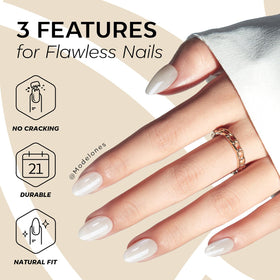 modelones Press on Nails Short Chrome White with accessories