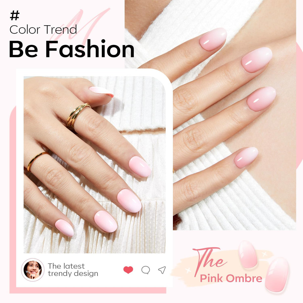 modelones Press On Nails Short Pink Ombre packaging