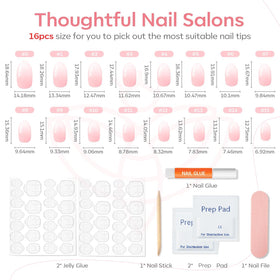 modelones Press On Nails Short Pink Ombre with accessories