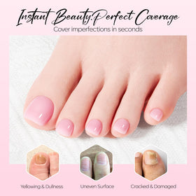 modelones press on toenails sheer pink in storage case
