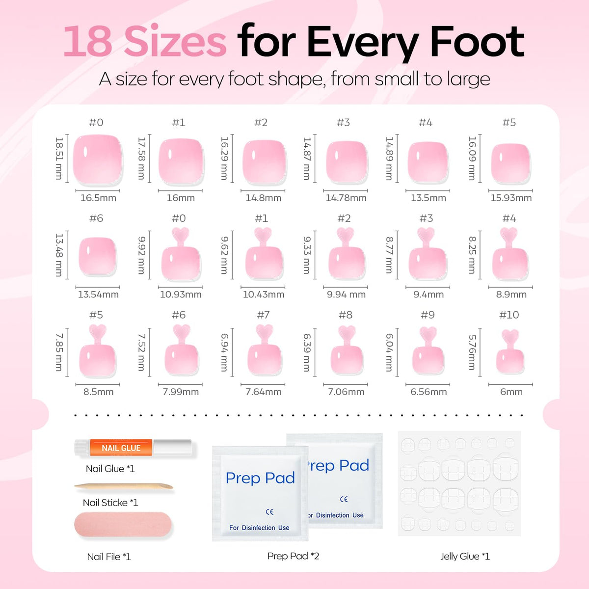 modelones press on toenails sheer pink with adhesive
