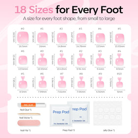modelones press on toenails sheer pink with adhesive