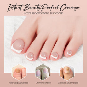 modelones Press on Toenails Short Bronze French Tip in storage case