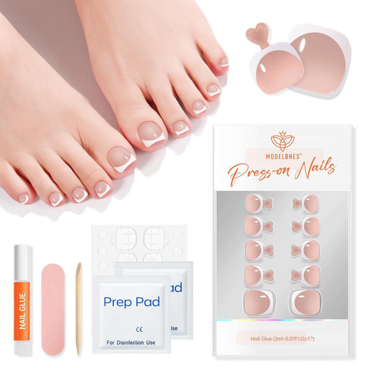 modelones Press on Toenails Short Bronze French Tip lifestyle scene