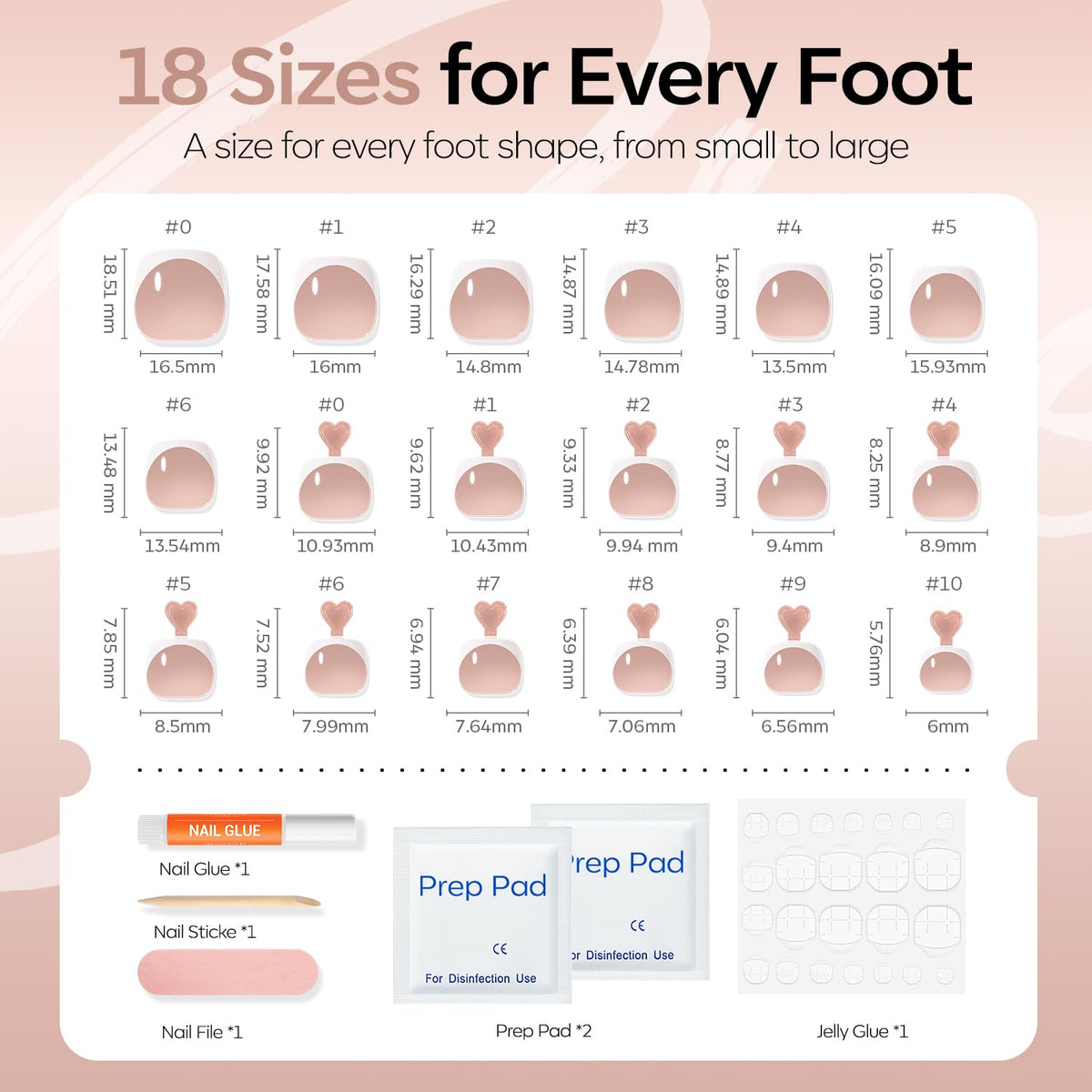 modelones Press on Toenails Short Bronze French Tip on feet