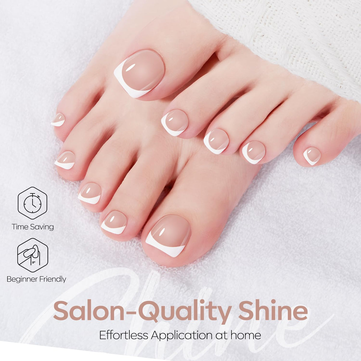 modelones Press on Toenails Short Bronze French Tip packaging