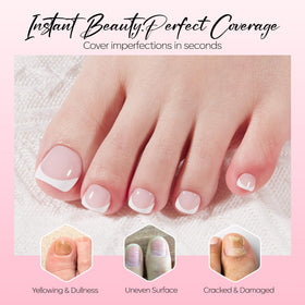 modelones Press on Toenails Short Pink French Tip size comparison
