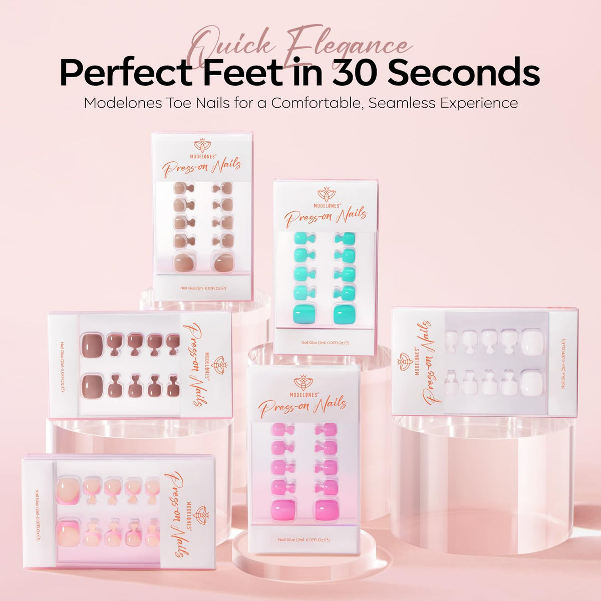 modelones Press on Toenails Short Rosy Brown design options