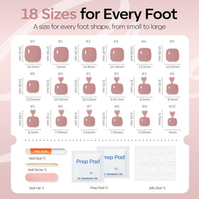 modelones Press on Toenails Short Rosy Brown on feet